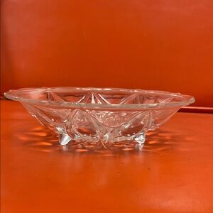 Vintage Anchor Hocking Teardrop and Dot Glass Three Footed Bowl